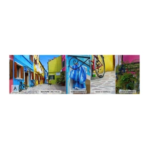 Provbit av fototapet Premium Canvas - Pastell, söt gränd - Stad, Cyklar, Gränd - 100x30 cm