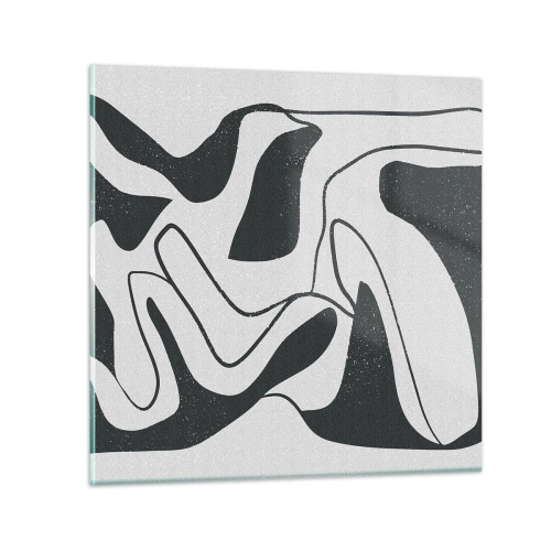Glastavla - Bild på glas - Abstrakt lek i en labyrint - 70x70 cm