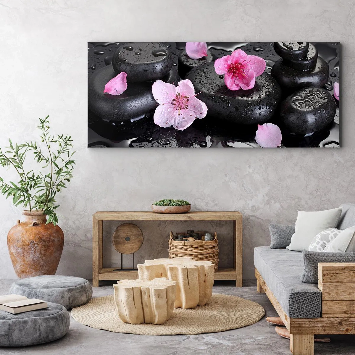 Canvastavla - Bild på duk - Så faller en sten från hjärtat - 100x40 cm