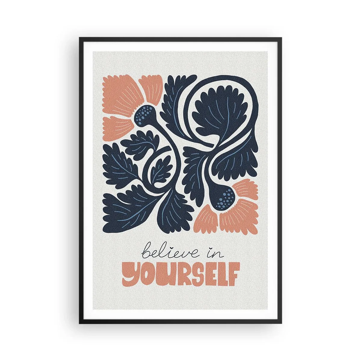 Affisch i svart ram - Blomma du också - 70x100 cm