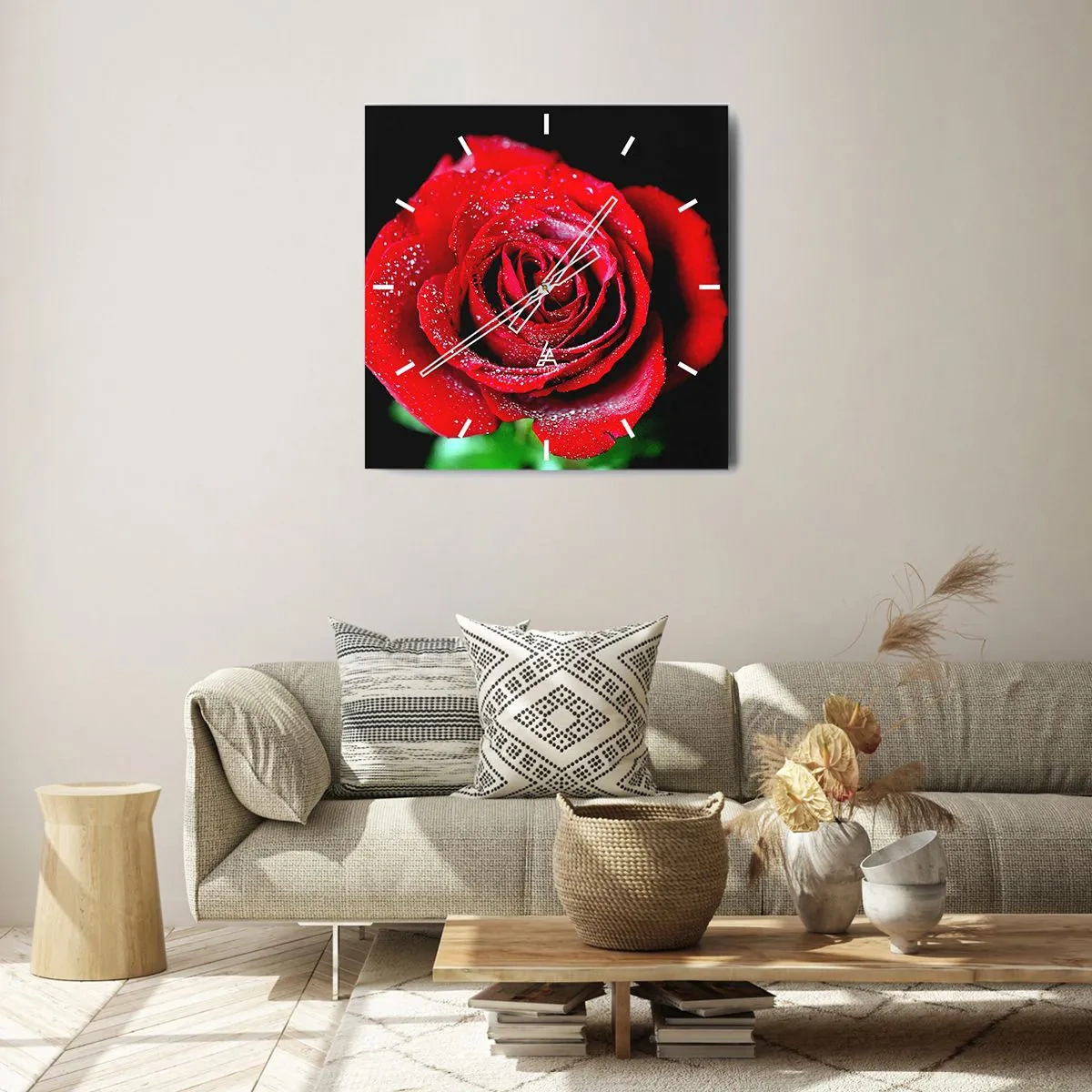 Väggklocka - Klocka på glas - Det är just kärlek - 40x40 cm