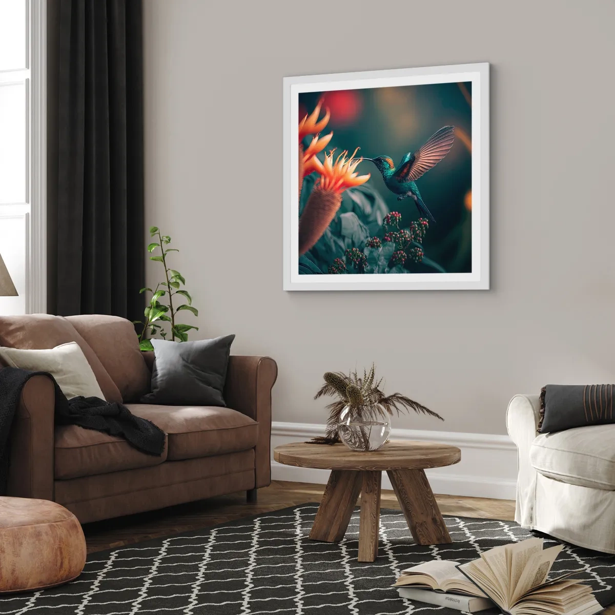 Affisch i vit ram - Ett verkligt färgglatt liv - 50x50 cm
