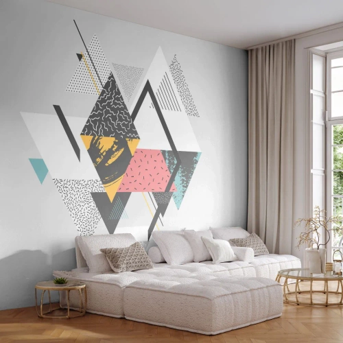 Självhäftande Fototapet Deluxe Sticker - Komposition med triangel och romb - Abstraktion, Bit, Trianglar - 250x175 cm