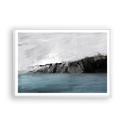 Affisch i vit ram - Vatten - jord: en krock mellan elementen - 100x70 cm