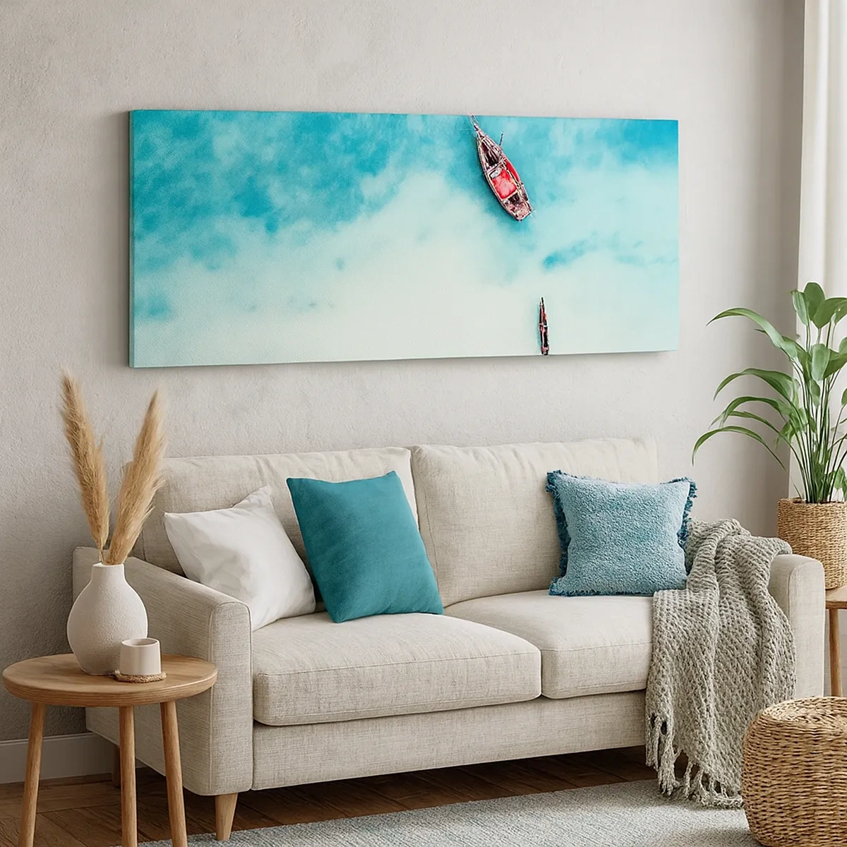 Canvastavla - Bild på duk - Högvatten på stranden i Zanzibar… - 30x30 cm