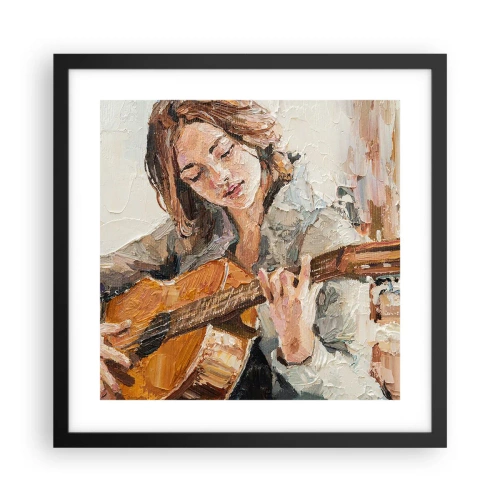 Affisch i svart ram - Konsert för gitarr och en flickas hjärta - 40x40 cm