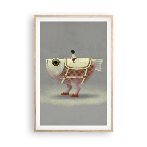 Affisch i ram av ljusek - Fiskryttare - 61x91 cm