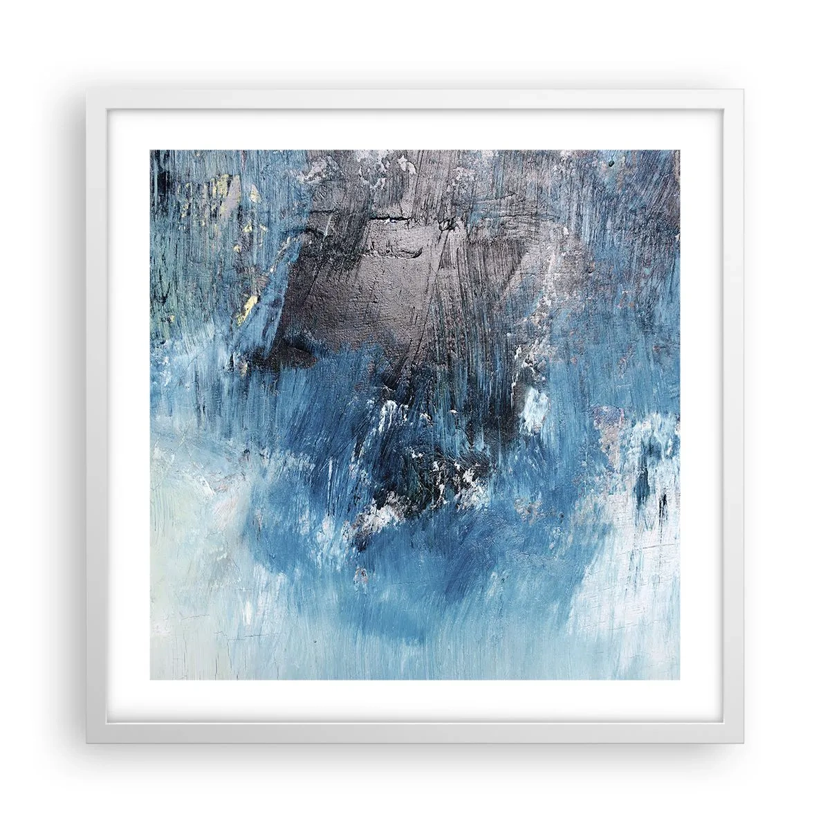 Affisch i vit ram - Blå rapsodi - 50x50 cm