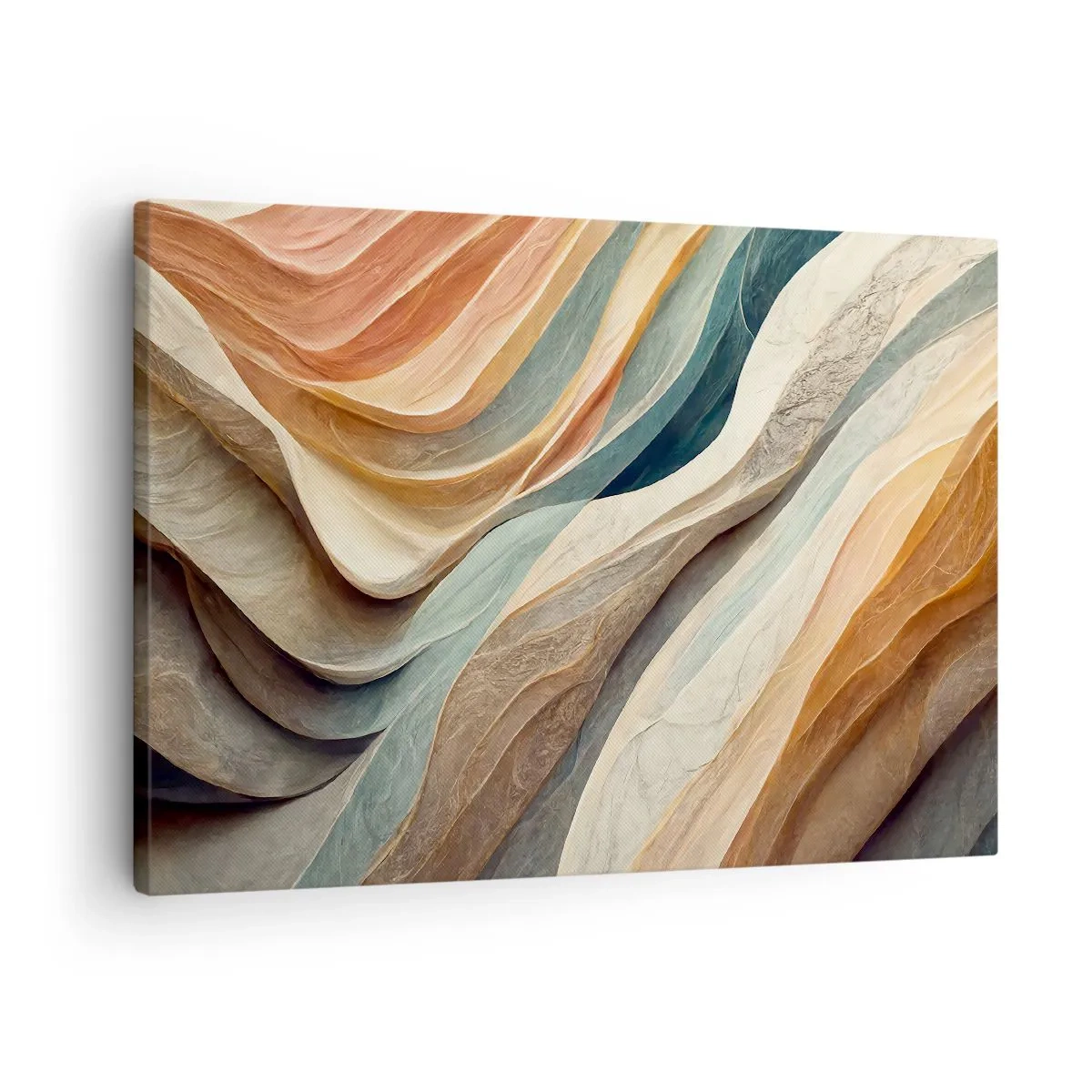 Canvastavla - Bild på duk - Abstrakta vågor i pastellfärger - 70x50cm - Ögonblick före förändring - Modern väggdekoration för vardagsrum och sovrum ARTTOR