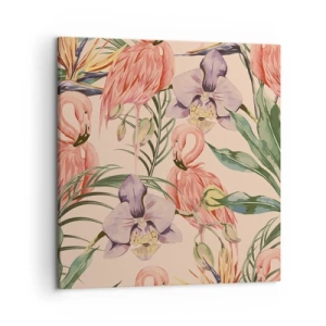 Canvastavla - Bild på duk - Rosa balett i blommor - 50x50 cm