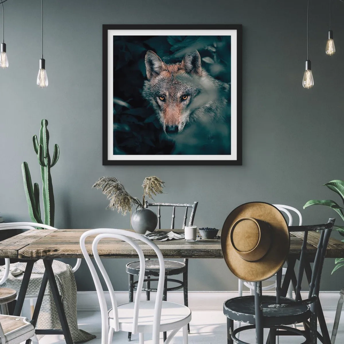 Affisch i svart ram - Jägare - 60x60 cm