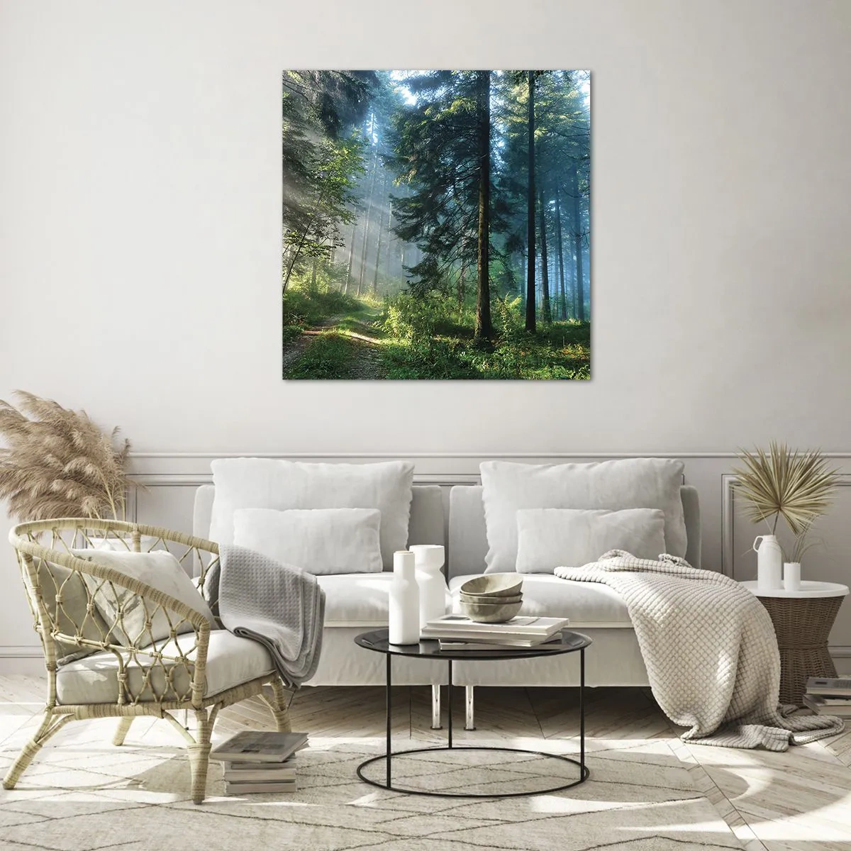 Glastavla - Bild på glas - Strålande på morgonen - 40x40 cm