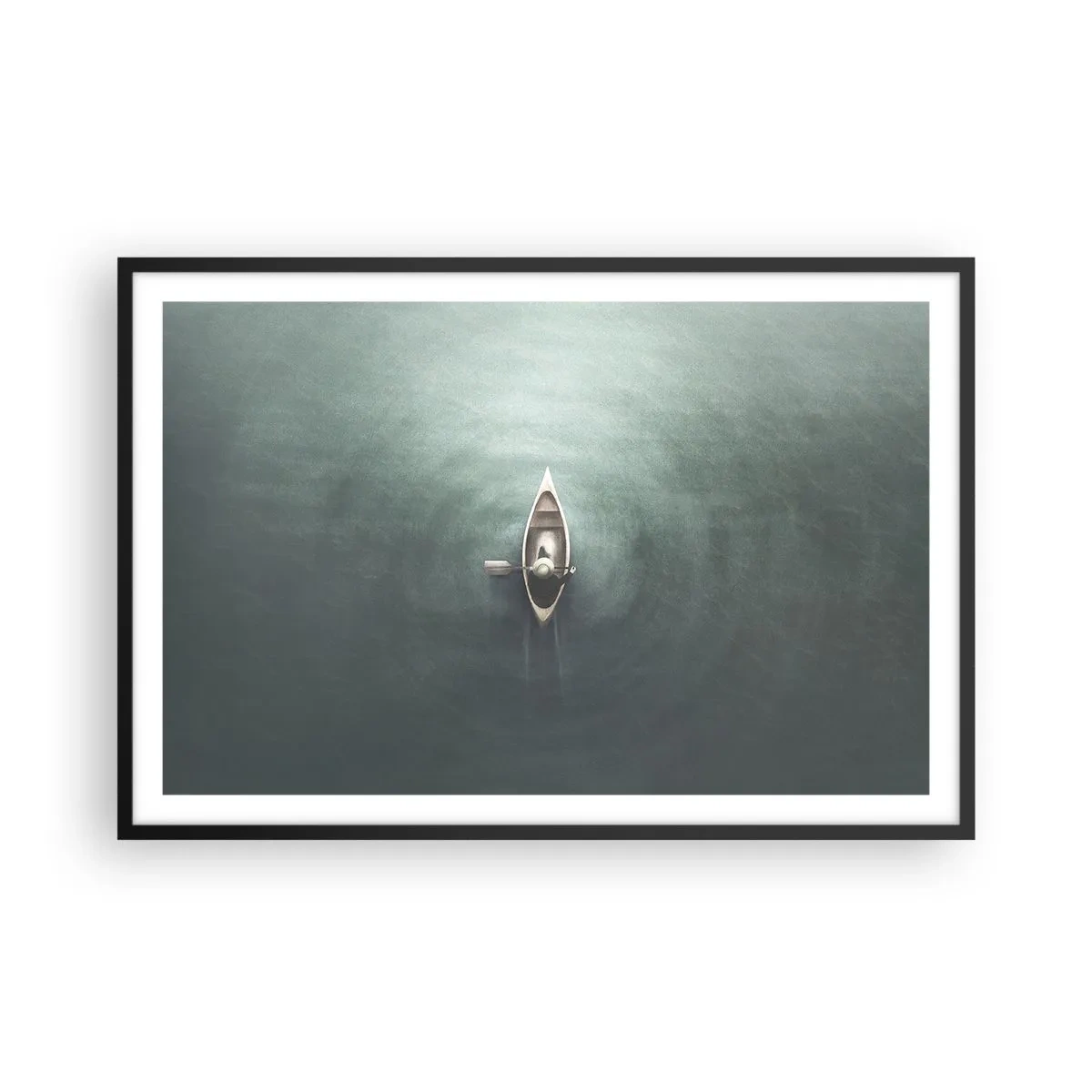 Affisch i svart ram - Över en månbelyst sjö - 91x61 cm