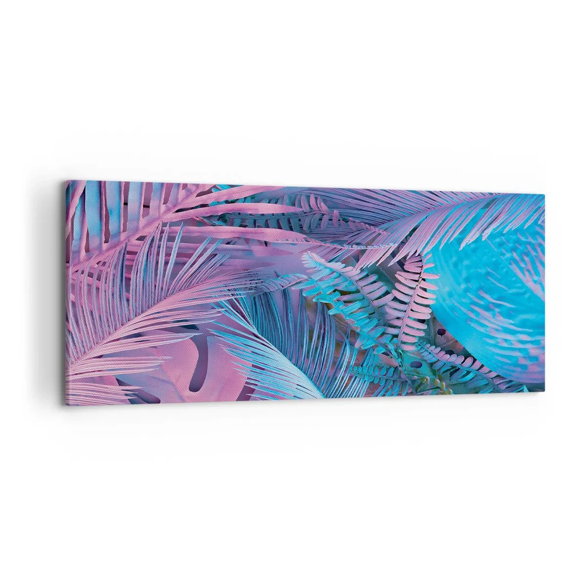 Canvastavla - Bild på duk - Tropiken i rosa och blått - 100x40 cm