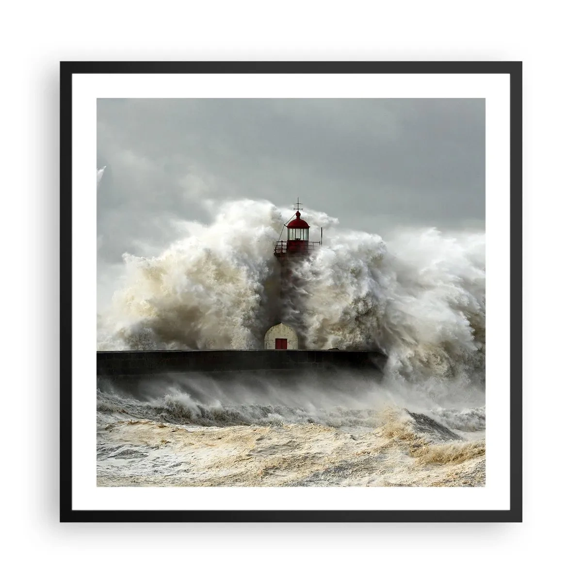 Affisch i svart ram - Havets ilska - 60x60 cm