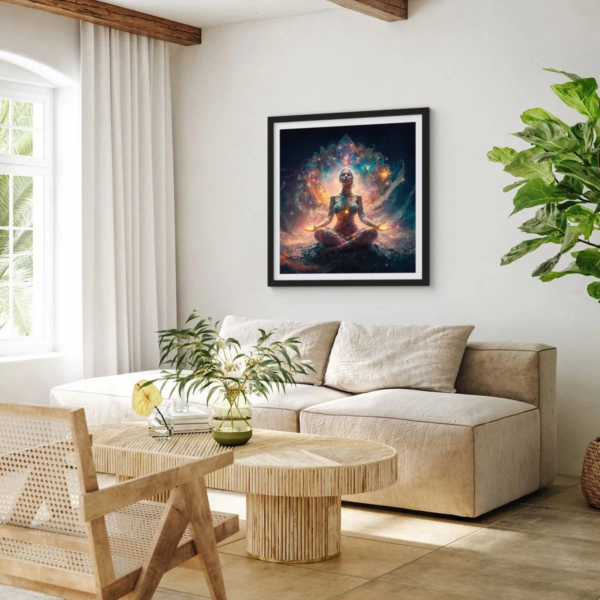 Affisch i svart ram - Flöde av god energi - 40x40 cm