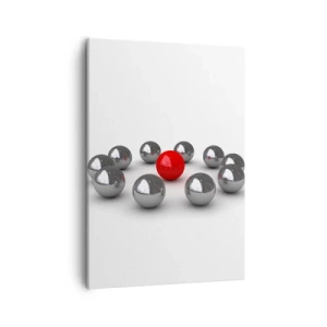 Canvastavla - Bild på duk - Ring i silver och röd - 50x70 cm