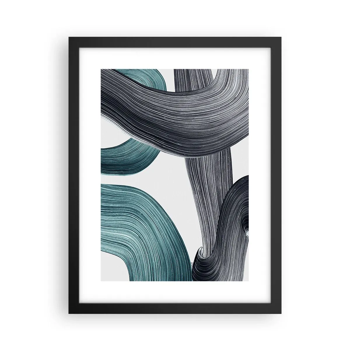 Affisch i svart ram - Smaragd och svarta spår - 30x40 cm