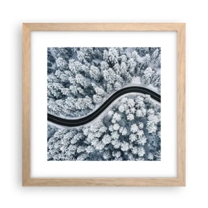Affisch i ram av ljusek - Genom vinterskogen - 30x30 cm