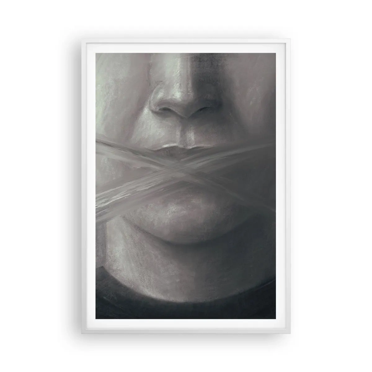 Affisch i vit ram - Inte ett ord - 70x100 cm