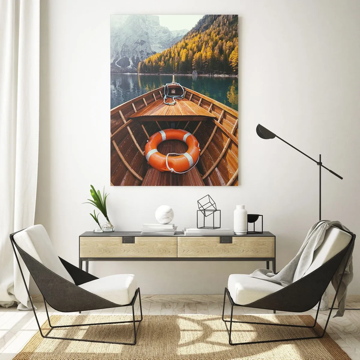 Glastavla - Bild på glas - Utflykt i fjällen - 50x70 cm