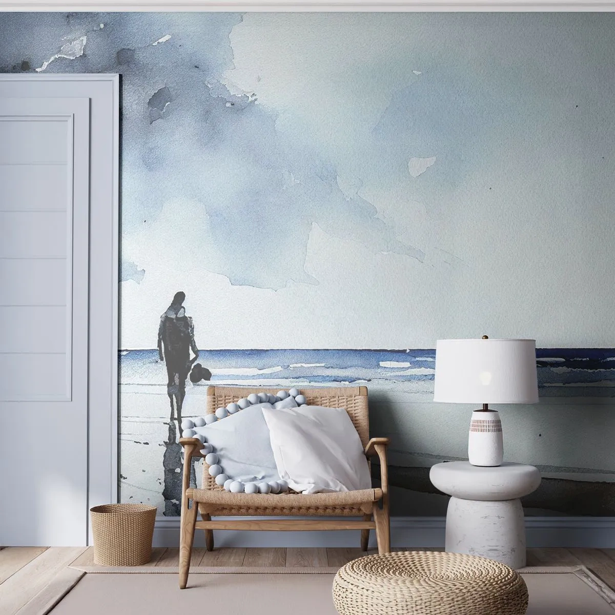 Fototapet Standard Eco - Samtal med havet - Ensam, Man, Kust - 150x105 cm