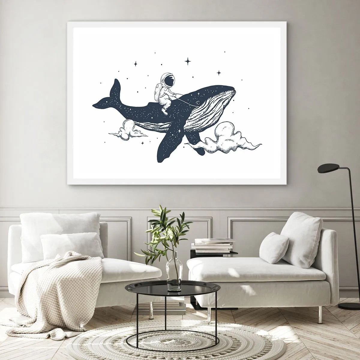 Affisch i vit ram - Rymdäventyr - 91x61 cm