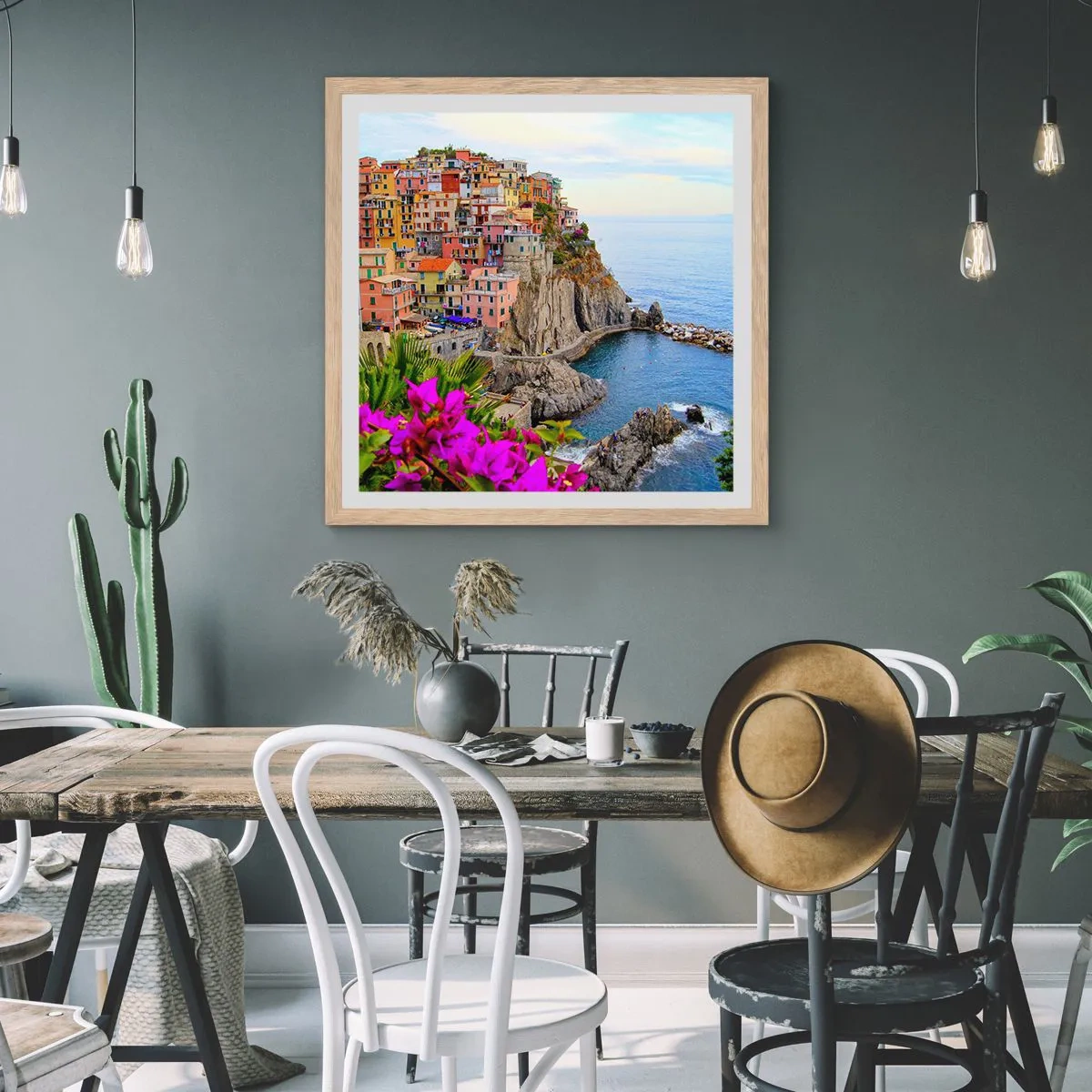 Affisch i ram av ljusek - Skrattande stad - 60x60 cm