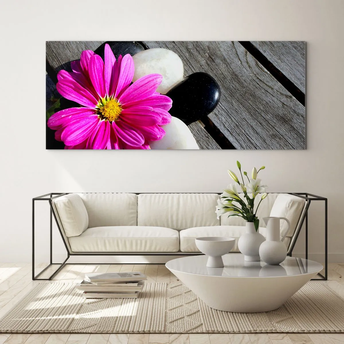 Glastavla - Bild på glas - Avkoppling på bryggan - 120x50 cm