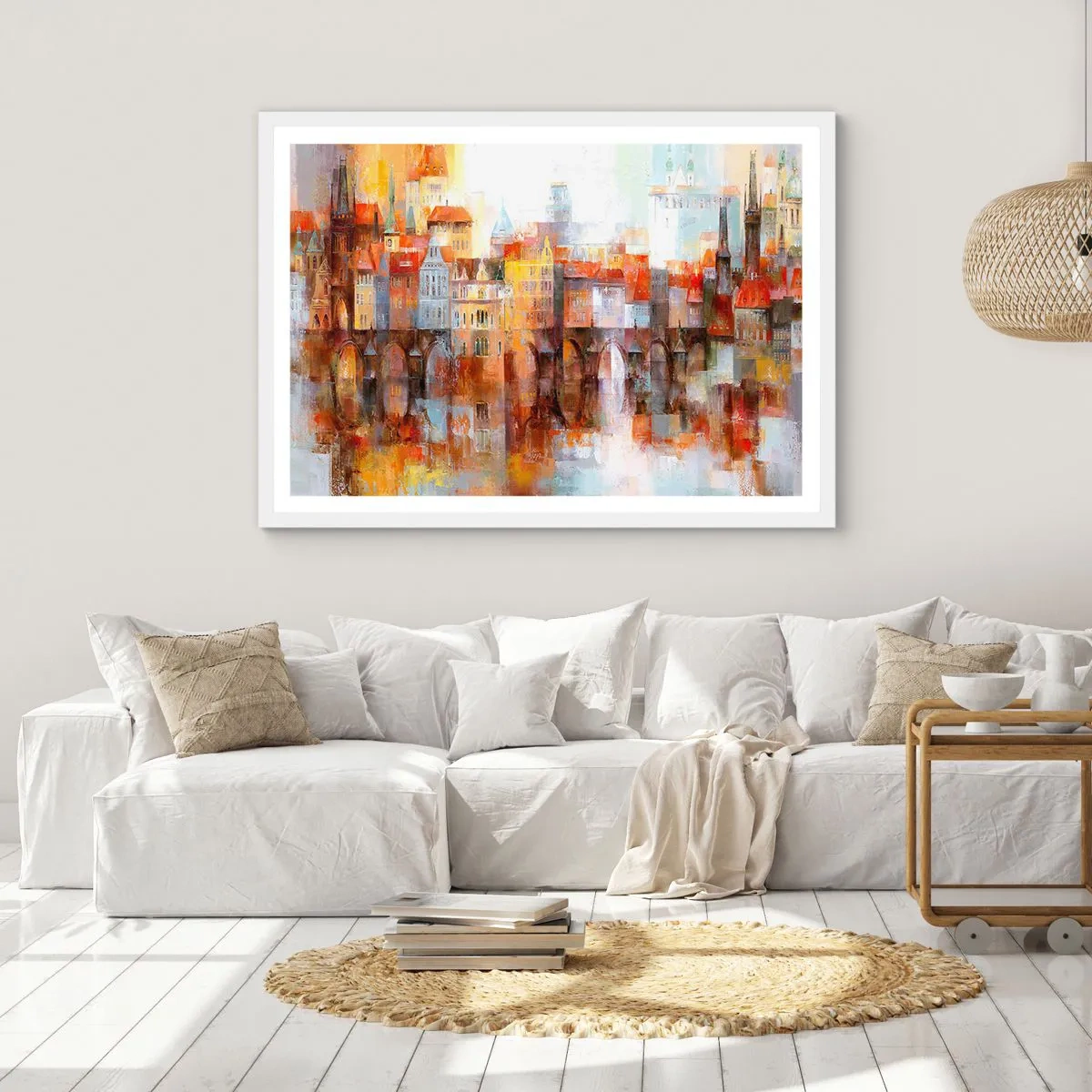 Affisch i vit ram - Vackert under bron - 100x70 cm