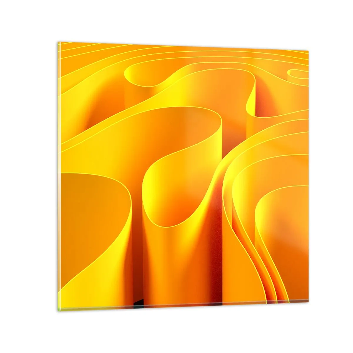 Glastavla - Bild på glas - Som solens vågor - 70x70 cm