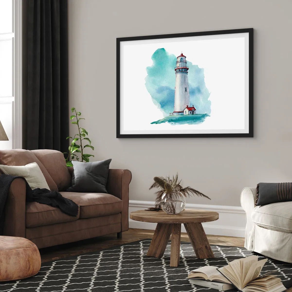 Affisch i svart ram - Milda syster av det blåa - 100x70 cm