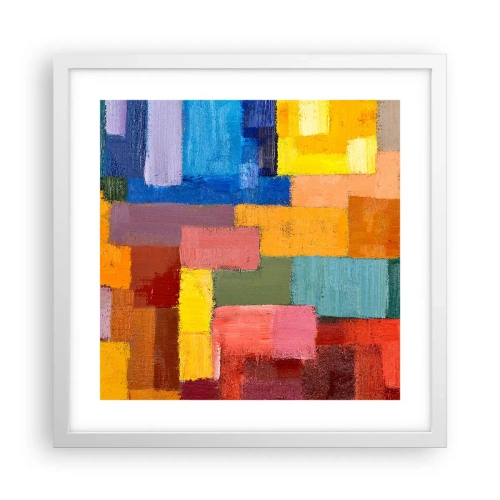 Affisch i vit ram - Alla olika, alla färgglada - 40x40 cm