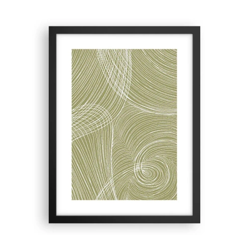 Affisch i svart ram - Intrikat abstraktion i vitt - 30x40 cm