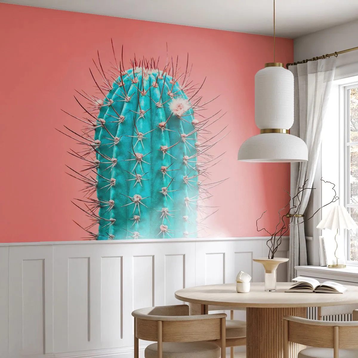Självhäftande Fototapet Deluxe Sticker - Titta bara - Kaktus, Pastell, Minimalism - 400x280 cm