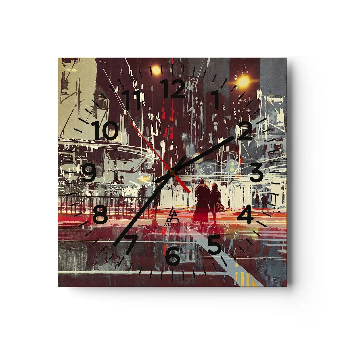 Väggklocka - Klocka på glas - Storstads passage - 40x40 cm