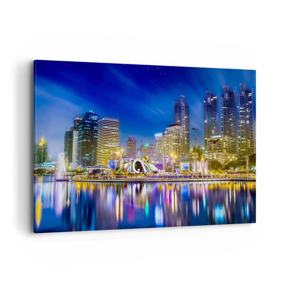Canvastavla - Bild på duk - Metropolens regnbågsnatt - 120x80 cm
