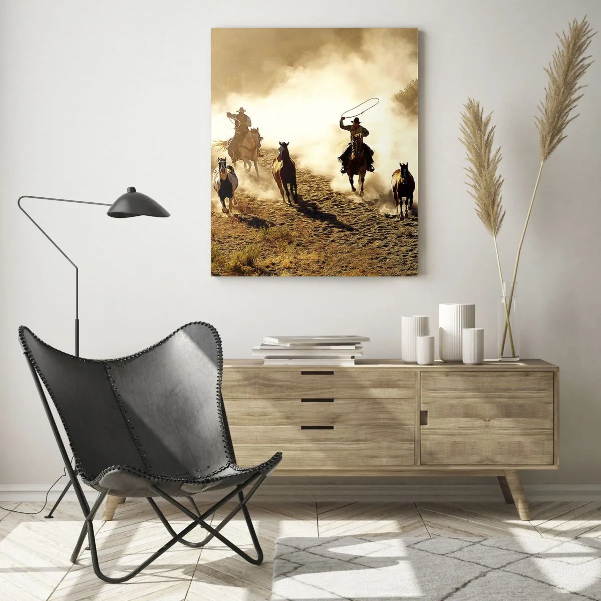 Glastavla - Bild på glas - Verkligen vilda västern - 50x70 cm
