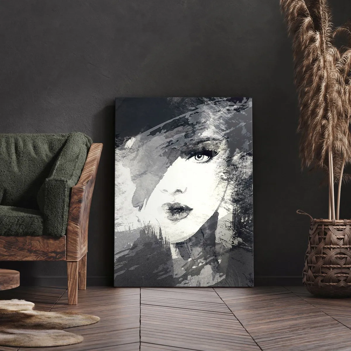 Canvastavla - Bild på duk - Bakom grå voile - 50x70 cm