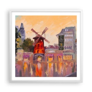 Affisch i vit ram - Ikoner av Paris – Moulin Rouge - 60x60 cm