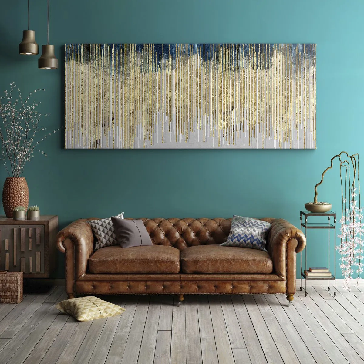 Canvastavla - Bild på duk - Förgylld gräns - 100x40 cm