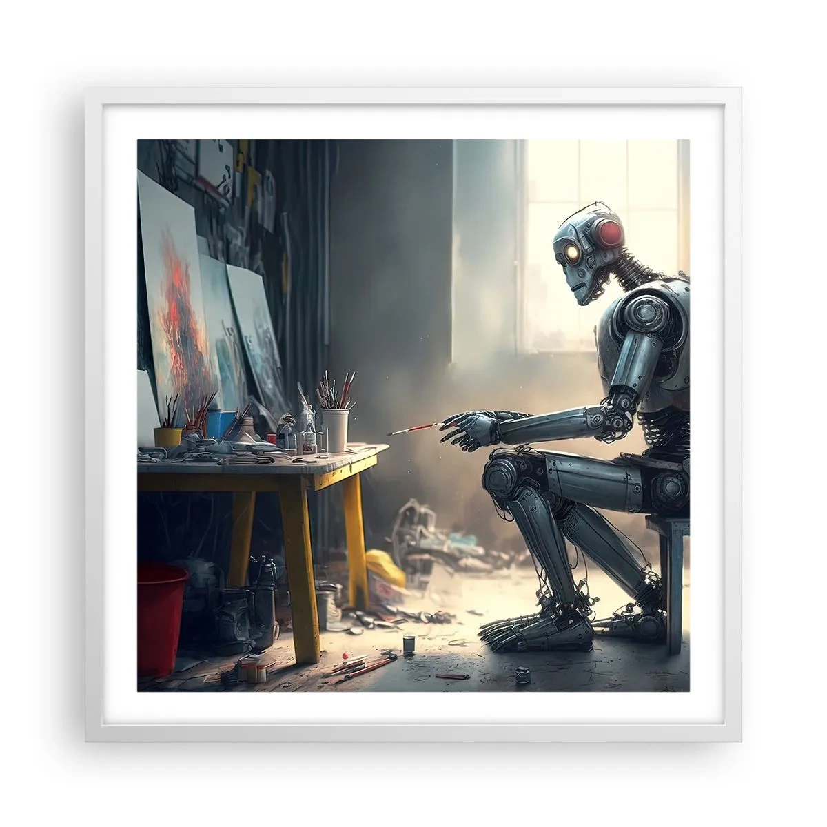 Affisch i vit ram - Den skapande handlingen - 60x60 cm