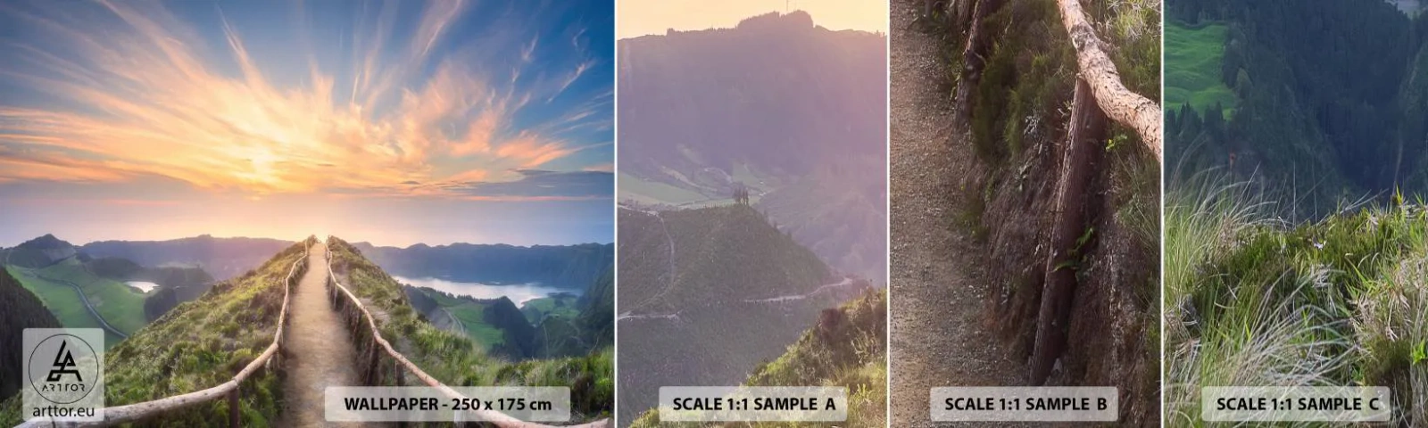 Fototapet Prov Standard Eco - Nära himlen - Bergslandskap, Natur, Solnedgång - 100x30 cm