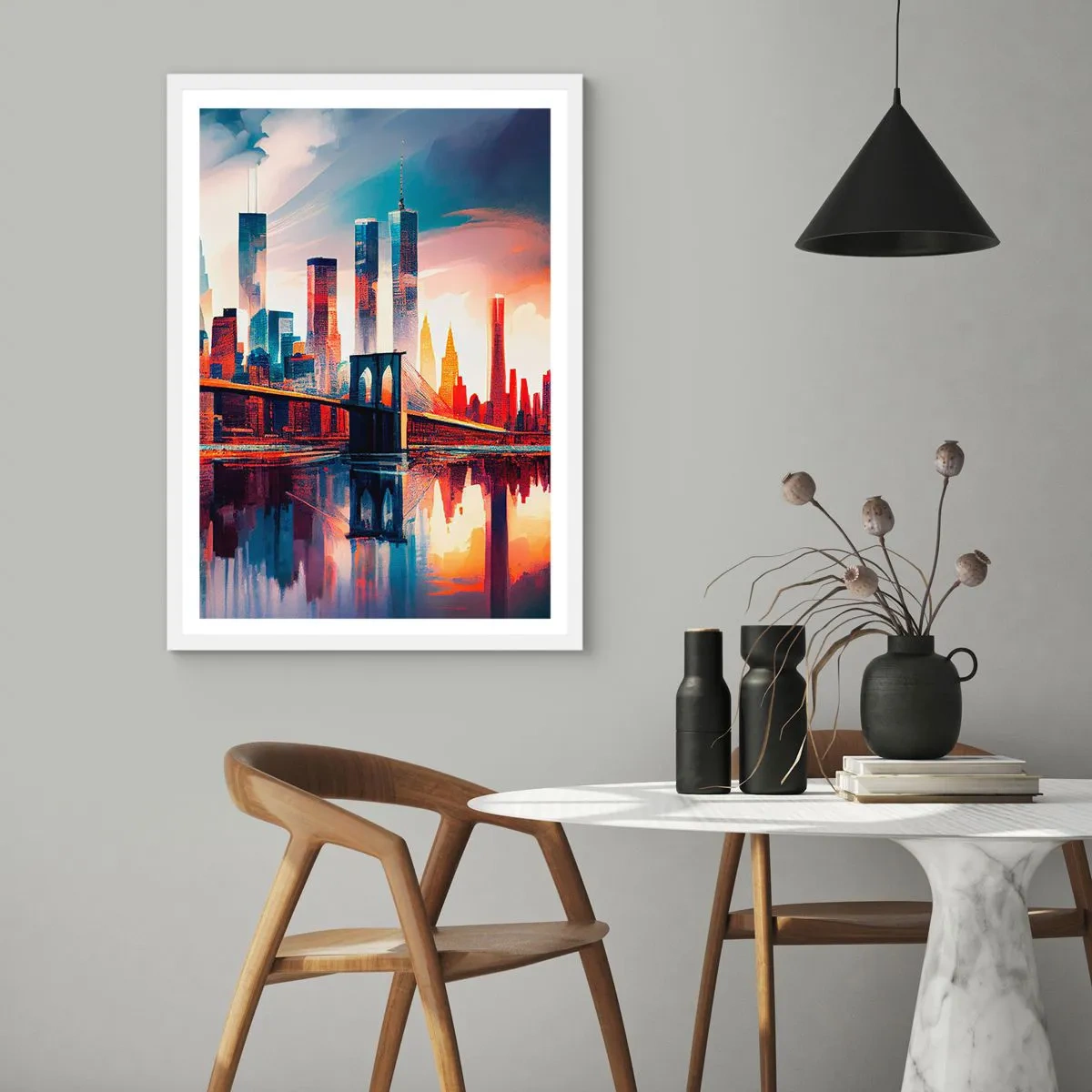Affisch i vit ram - Fenomenala New York - 70x100 cm