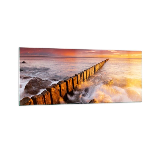 Glastavla - Bild på glas - MIlda vågor - 100x40 cm