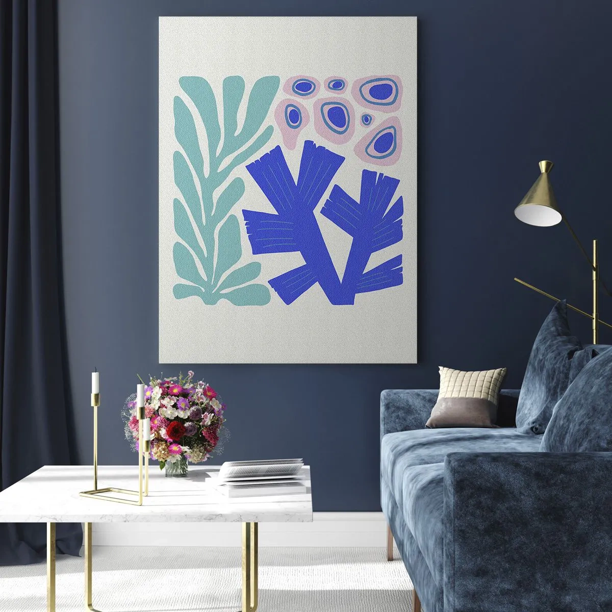 Glastavla - Bild på glas - Undervattensträdgård - 50x70 cm