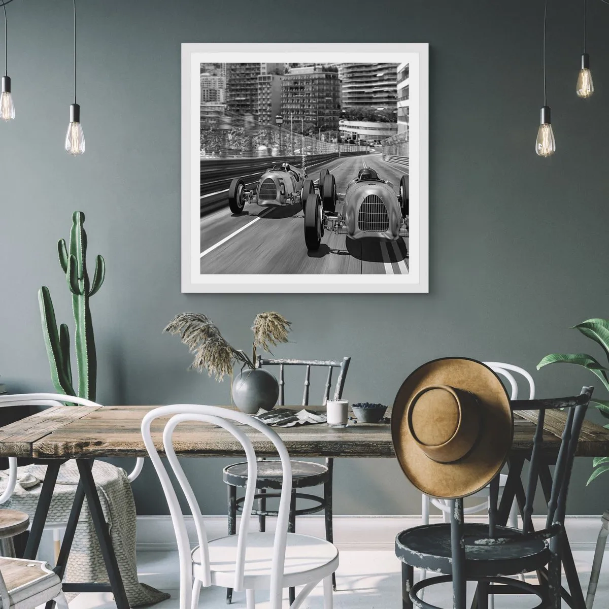 Affisch i vit ram - För länge sedan i Monte Carlo - 50x50 cm