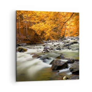 Canvastavla - Bild på duk - Bäck i guldskogen - 50x50 cm