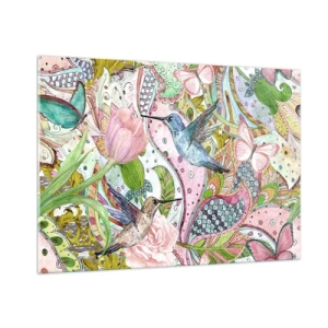 Glastavla - Bild på glas - Inbäddade i klätterväxter - 100x70 cm