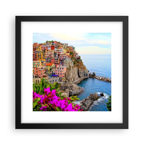 Affisch i svart ram - Skrattande stad - 30x30 cm